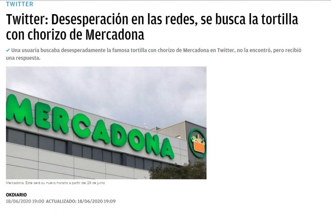 Noticia en OK Diario citando a la empresa Mercadona